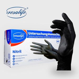 Gesalife Handschuhe Nitril schwarz, puderfrei, 100 St�ck