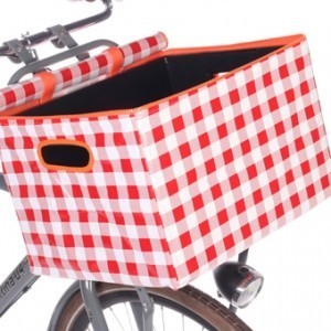 Bikecap Fahrradkorb-Abdeckung - Boxcap de Luxe - Karo rot