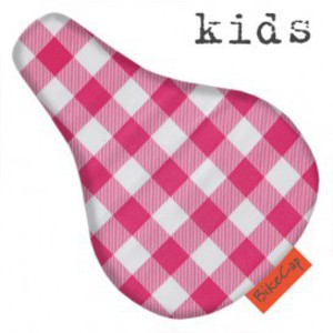BikeCap Kids Sattelschoner für Kinder - Karo rosa