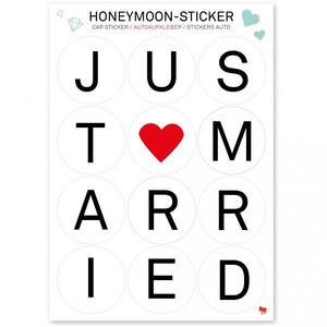 Donkey Products Aufkleber-Set - Honeymoon-Sticker Just married