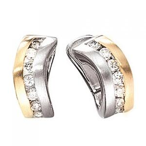 Creolen 585 Gold Wei�gold Gelbgold bicolor matt 16 Diamanten Brillanten