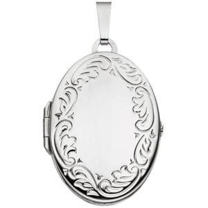 Medaillon oval 585 Gold Wei�gold Anh�nger zum �ffnen