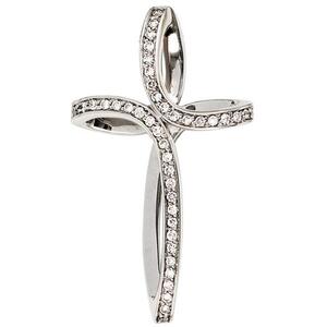 Anh�nger Kreuz 585 Wei�gold 40 Diamanten Brillanten Goldkreuz