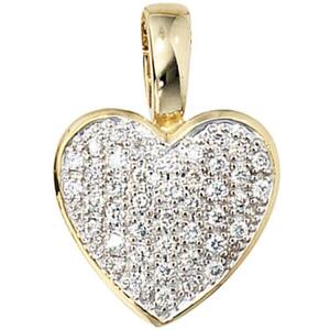 Anh�nger Herz 585 Gold Gelbgold 42 Diamanten Brillanten 0,25 ct.