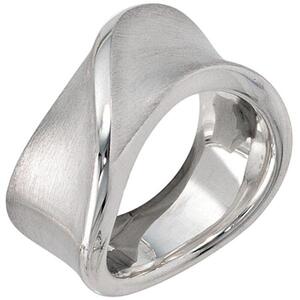 Damen Ring breit 925 Sterling Silber teil matt (Gr��e: 56)