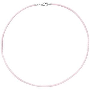 Collier Halskette Seide rose 42 cm - 2,8 mm, Verschluss 925 Silber