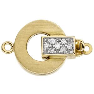 Kettenschliee Schliee 585 Gelbgold mattiert 14 Diamanten Brillanten