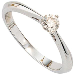 Damen Ring 585 Gold Wei�gold, 1 Diamant Brillant 0,25ct. Diamantring (Gr��e: 54)
