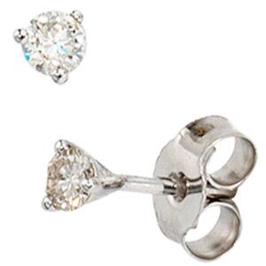 Ohrstecker rund 585 Gold Wei�gold 2 Diamanten Brillanten 0,25 ct.