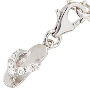 Einh�nger Charm Flip-Flop 925 Sterling Silber rhodiniert 7 Zirkonia