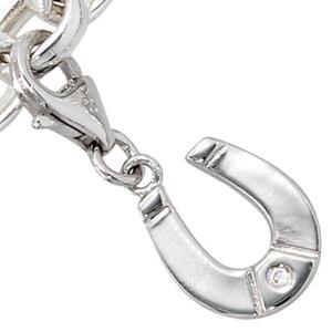 Einh�nger Charm Hufeisen 925 Sterling Silber rhodiniert 1 Zirkonia