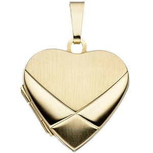 Medaillon Herz 585 Gold Gelbgold mattiert Anh�nger zum �ffnen