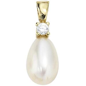 Anh�nger 333 Gelbgold 1 S��wasser Perle 1 Zirkonia Perlen Anh�nger