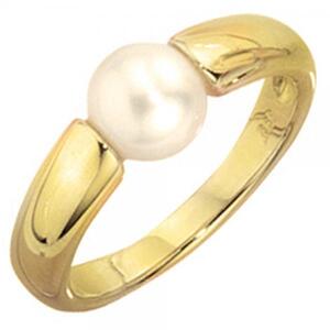Damen Ring 333 Gelbgold 1 Perle Goldring Perlenring (Gr��e: 62)