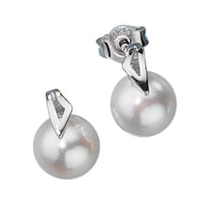 Ohrstecker 333 Wei�gold 2 S��wasserperlen-Zuchtperlen Ohrringe