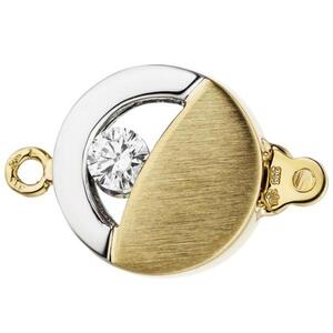 Kettenschliee Schliee 333 Gold Gelbgold bicolor mattiert 2 Zirkonia