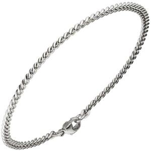 Panzerarmband 585 Wei�gold massiv 21 cm - 3,3 mm Karabiner