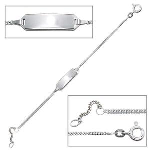 Schildband 585 Gold Wei�gold 14 cm Gravur ID Armband Federring