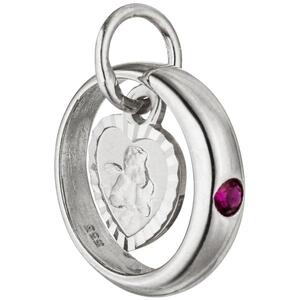 Kinder Taufring mit Schutzengel 333 Wei�gold 1 Rubin rot Taufanh�nger