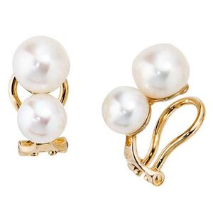 Ohrclips 585 Gold Gelbgold 4 S��wasserperlen Perlen Ohrringe