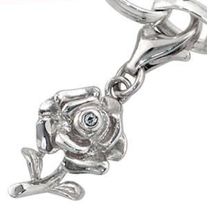 Einh�nger Charm Rose 925 Sterling Silber rhodiniert 1 Zirkonia