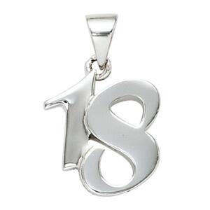 Anh�nger 18 Achtzehn 925 Sterling Silber massiv rhodiniert