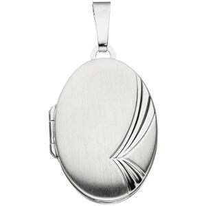 Medaillon oval f�r 2 Fotos 925 Sterling Silber mattiert zum �ffnen