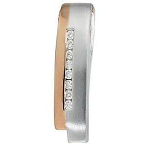 Anh�nger 585 Wei�gold Rotgold bicolor teilmatt 8 Diamanten Brillanten