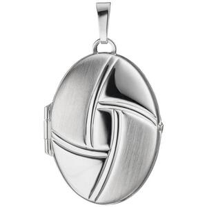 Medaillon oval f�r 2 Fotos 925 Silber matt zum �ffnen, 33,9 mm