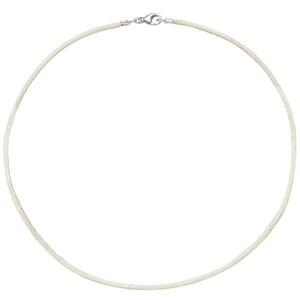 Collier Halskette Seide beige 2,8 mm 42 cm, Verschluss 925 Silber
