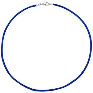 Collier Halskette Seide blau 2,8 mm 42 cm, Verschluss 925 Silber Kette