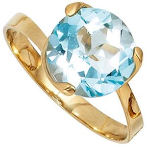Damen Ring 585 Gold Gelbgold 1 Blautopas hellblau blau Goldring (Gr��e: 56)