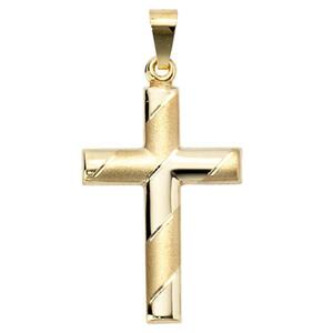 Anh�nger Kreuz 333 Gold Gelbgold mattiert diamantiert Goldkreuz