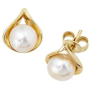 Ohrstecker 585 Gold Gelbgold 2 S��wasserperlen Perlen Perlenohrstecker