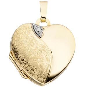 Medaillon Herz 333 Gold Gelbgold eismatt Anh�nger zum �ffnen