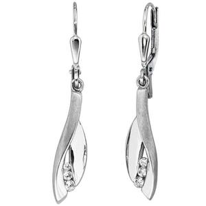 Boutons 375 Wei�gold mattiert 6 Zirkonia Ohrh�nger Goldohrringe