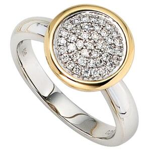 Damen Ring 585 Weigold Gelbgold bicolor 40 Diamanten (Gre: 58)