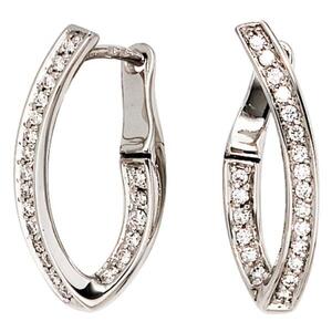 Creolen 585 Gold Wei�gold 42 Diamanten Brillanten Ohrringe