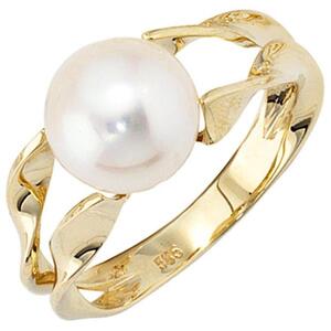Damen Ring 585 Gelbgold 1 Perle Goldring Perlenring (Gr��e: 62)