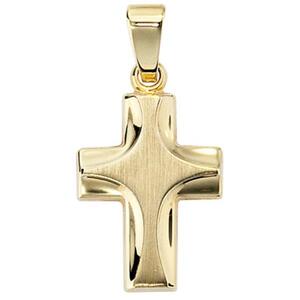 Anh�nger Kreuz 585 Gold Gelbgold mattiert Kreuz Anh�nger Goldkreuz