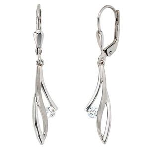 Boutons 333 Gold Wei�gold mattiert 2 Zirkonia Ohrh�nger Goldohrringe