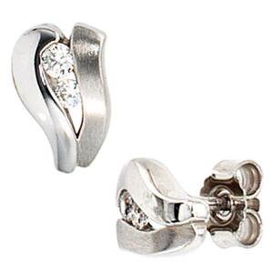 Ohrstecker 375 Gold Wei�gold mattiert 4 Zirkonia Ohrringe