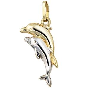 Kinder Anhnger Delfin Delfine 333 Gold bicolor Kinderanhnger