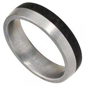 Partner Ring Edelstahl matt, mit Carbon (Gre: 56)
