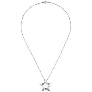 Collier Kette mit Anhnger Stern Edelstahl 1 Kristall 48 cm Halskette