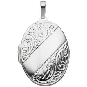 Medaillon oval f�r 2 Fotos 925 Sterling Silber Anh�nger zum �ffnen