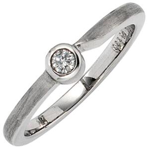 Damen Ring aus 950 Platin matt 1 Diamant Brillant 0,08ct. Platinring (Gr��e: 60)