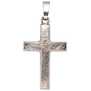 Anh�nger Kreuz 375 Gold Wei�gold eismatt Kreuz Anh�nger Goldkreuz