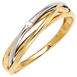 Damen Ring 585 Gelbgold Weigold Diamant Brillant 0,02ct. (Gre: 52)