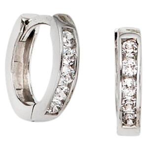 Creolen rund 375 Gold Wei�gold 10 Zirkonia Goldohrringe Goldcreolen